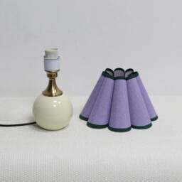 Handmade Scallop Purple Fabric Table Lamp Ceramic Base - thumbnail 3