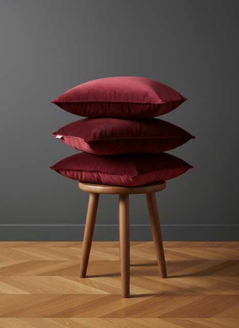 Handmade Burgundy Velvet Pillow Cover, Decorative Cushion - image 1