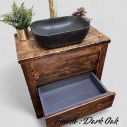 Handmade Reclaimed Timber Bathroom Vanity Unit - Rustic Solid Wood Sink Cabinet With Storage - thumbnail 3