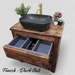 Handmade Reclaimed Timber Bathroom Vanity Unit - Rustic Solid Wood Sink Cabinet With Storage - thumbnail 2