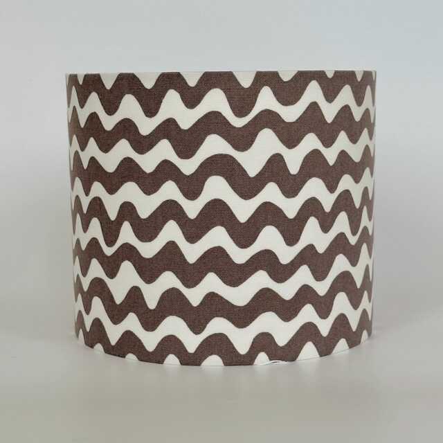 Wavy Stripe Lampshade - Modern Drum Shade For Table Or Ceiling Light Minimalist Handmade Black, Brown, Pink, Blue - image 1