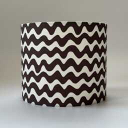 Wavy Stripe Lampshade - Modern Drum Shade For Table Or Ceiling Light Minimalist Handmade Black, Brown, Pink, Blue - thumbnail 2
