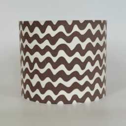 Wavy Stripe Lampshade - Modern Drum Shade For Table Or Ceiling Light Minimalist Handmade Black, Brown, Pink, Blue - thumbnail 1