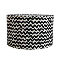 Wavy Stripe Lampshade - Modern Drum Shade For Table Or Ceiling Light Minimalist Handmade Black, Brown, Pink, Blue - thumbnail 3