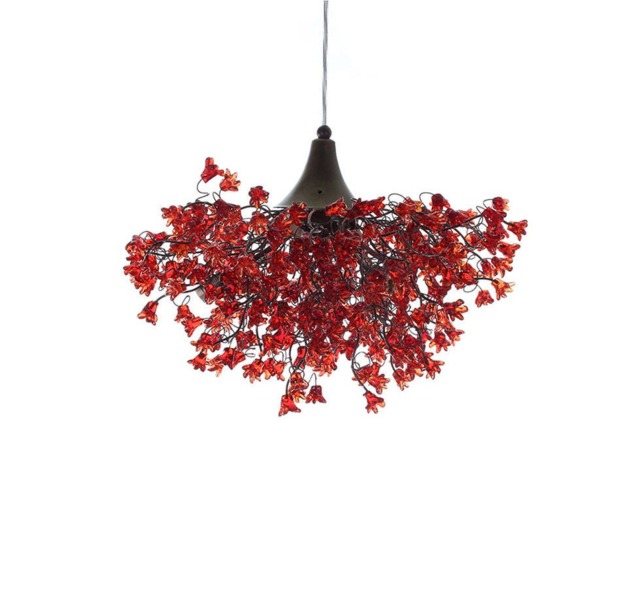 Romantic Red Chandeliers With Flowers, Hanging Lamp For Living Room, Bedroom - image 1