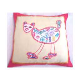 Silk Cushion Cover. Accent Pillow. Red, Cream, Blue, White. Mexican Cat. Whimsical. Housewarming Gift - thumbnail 4