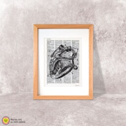 Human Heart Anatomy Print Antique Book Art, Doctor Gift - thumbnail 3