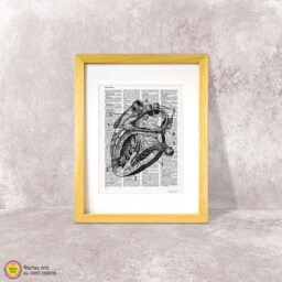 Human Heart Anatomy Print Antique Book Art, Doctor Gift - thumbnail 1