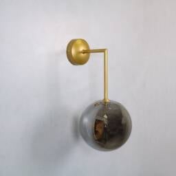 Wall Lighting Glass Smoke - Brass Gold Globe Lamp Vanity Light Fixture, Sconce - thumbnail 3