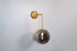 Wall Lighting Glass Smoke - Brass Gold Globe Lamp Vanity Light Fixture, Sconce - thumbnail 1