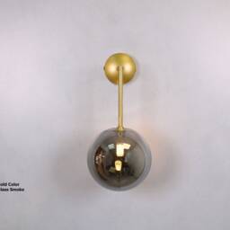 Wall Lighting Glass Smoke - Brass Gold Globe Lamp Vanity Light Fixture, Sconce - thumbnail 2