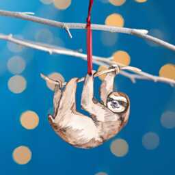 Sloth Christmas Tree Decoration, Birch Plywood Ornament, Animal Lover Gift, Festive Watercolour Art, Traditional Keepsake