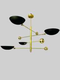 Handcrafted Brass Sputnik Chandelier - Mid-Century Modern 4-Light Fixture