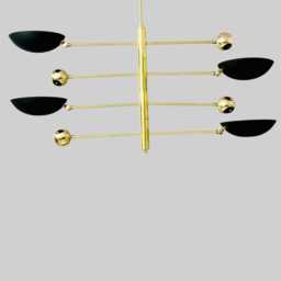 Handcrafted Brass Sputnik Chandelier - Mid-Century Modern 4-Light Fixture - thumbnail 2