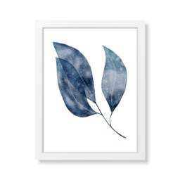 Botanical Print, Blue Leaf Wall Art, Leaves Room Decor, Set Of 3 Prints, Home Office - thumbnail 3