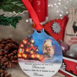 Personalised Christmas Memory Bauble - Picture Of Your Loved One Remember Memorial Xmas Gift Present Tree Decoration Decor - thumbnail 2