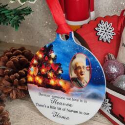 Personalised Christmas Memory Bauble - Picture Of Your Loved One Remember Memorial Xmas Gift Present Tree Decoration Decor - thumbnail 3