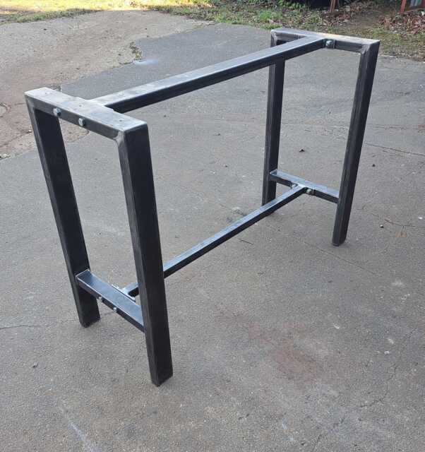 Retro Industrial Steel Table Frame H Design, Foot Rest Bar - image 1