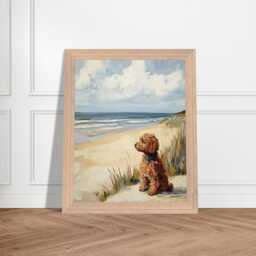 Framed Print Gift For Red Cavapoo Owner Abstract Beach Dog Oil Painting, Lover - thumbnail 3
