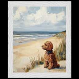 Framed Print Gift For Red Cavapoo Owner Abstract Beach Dog Oil Painting, Lover - thumbnail 4