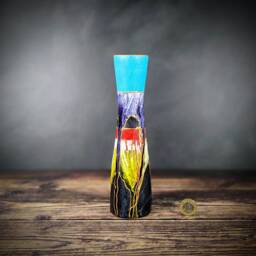 Hand-Painted Glass Bud Vase - Tapered Design With Blue Top & Gold Accents 22cm/9 - thumbnail 1