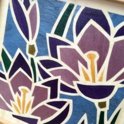 Crocus Flower Marquetry Wall Art, Small Purple Hanging, Picture, Framed Flower Picture, Stylish Artwork - thumbnail 3