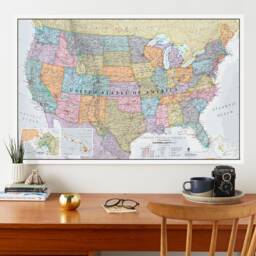 Map Of Usa Poster Art - Wall Decor Print Classic Edition Home Map Gift - thumbnail 1