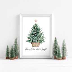 Watercolour Christmas Tree Print Winter Holiday Wall Art Unframed - thumbnail 2