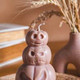 Spooky Pumpkin Tower - Soy Wax Candle Halloween Decor Handmade Autumn Gift - thumbnail 3