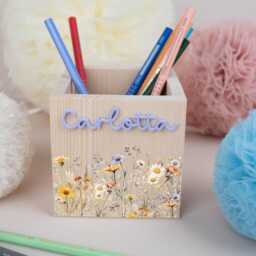 Personalized Wooden Pencil Cup With Acrylic Name, Rainbow Holder, School Enrollment Gift For Schoolchildren, Farewell - thumbnail 2
