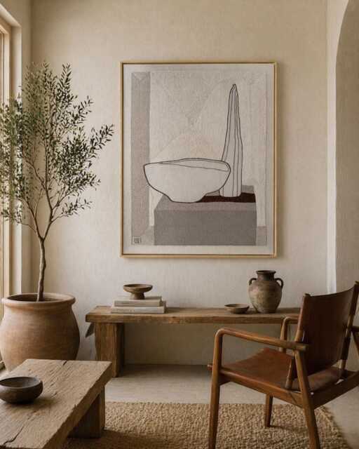 Large Minimalist Textile Wall Art, Living Room Decor, Statement Neutral Fiber Art, Japandi Decor, Beige Abstract Hanging - image 1