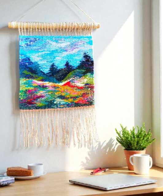 Woven Wall Hanging - Wall Decor Weaving Mountain Macrame Woven Art Weave Handmade Tapestry Fiber - image 1