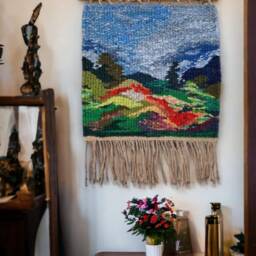 Woven Wall Hanging - Wall Decor Weaving Mountain Macrame Woven Art Weave Handmade Tapestry Fiber - thumbnail 3