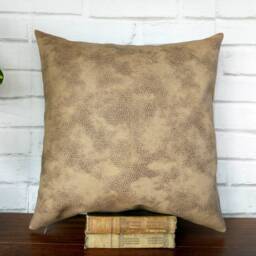 Caramel Faux Leather Pillow Cover Suede Back, Scandinavian Decor - thumbnail 3