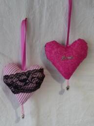 Set Of 2 Fabric Hearts, Valentine's Day Heart To Offer, Love Heart, Limited Edition - thumbnail 1