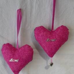 Set Of 2 Fabric Hearts, Valentine's Day Heart To Offer, Love Heart, Limited Edition - thumbnail 3