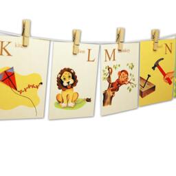 Vintage Abc Flashcards Printable Nursery Wall Art 5x7 Cards - Digital Download - thumbnail 3