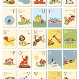 Vintage Abc Flashcards Printable Nursery Wall Art 5x7 Cards - Digital Download - thumbnail 2