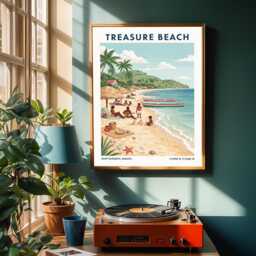 Treasure Beach Jamaica Print Tropical Caribbean Island Art - thumbnail 2