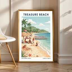 Treasure Beach Jamaica Print Tropical Caribbean Island Art - thumbnail 1