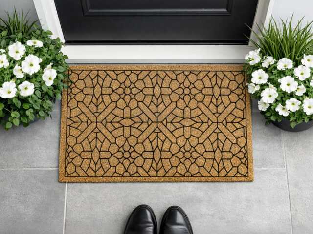 Whimsical Lattice Doormat I Heavy Duty Floor Mat Patterned Exterior Rug - image 1