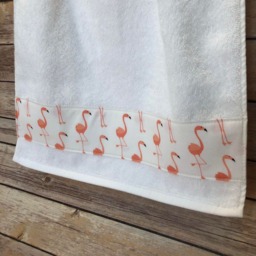 Flamingo Fabric Trim Bath Towel - August Ave 100% Cotton - thumbnail 3