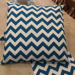 Cushion Cover, Chevron Covers, Modern Teal & White Reversible Quality Cotton Blend, 55cm, Handmade - thumbnail 2