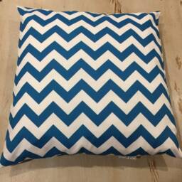 Cushion Cover, Chevron Covers, Modern Teal & White Reversible Quality Cotton Blend, 55cm, Handmade - thumbnail 3