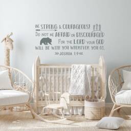Joshua 19 Be Strong & Courageous Vinyl Wall Decal Explorer Nursery, Forest Nursery Decals, Bible Decor, Christian Ww213 - thumbnail 3
