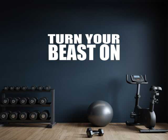Gym Wall Decal, Turn Your Beast On, Fitness Sign, Sticker For Wall, Office Motivation Sign - image 1