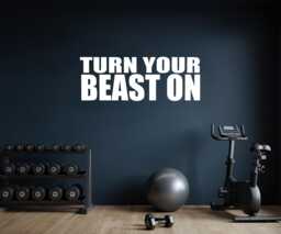 Gym Wall Decal, Turn Your Beast On, Fitness Sign, Sticker For Wall, Office Motivation Sign - thumbnail 1