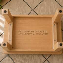 Personalized Wooden Train Stool - Child Name Nursery Decor, Laser Engraved Wood - thumbnail 4