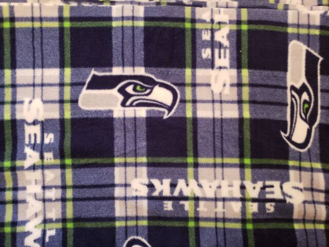 "Fleece Blanket - Seattle Seahawks Plaid No-Sew Blanket 58"" X 72" - image 1