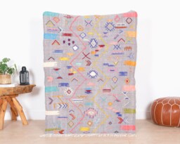 Wool Beni Ourain Rug, Moroccan Rug 3x5 Ft, Authentic Handmade Berber Carpet, Genuine Rug, Area Tapis Berbere, Teppich